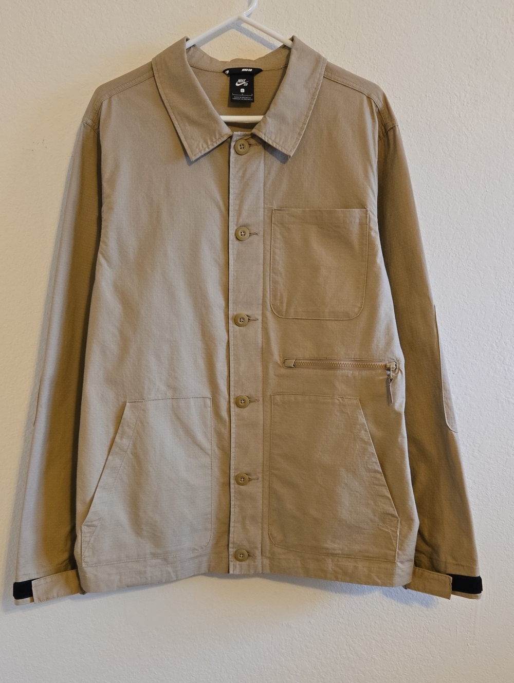 Nike SB Lightweight Khaki Button-Up Work Jacket - Large